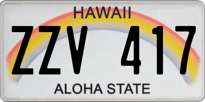 HI license plate ZZV417