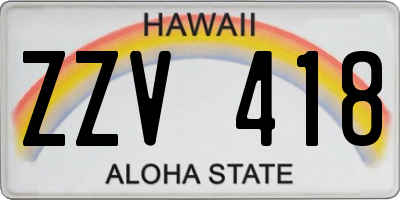 HI license plate ZZV418