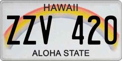 HI license plate ZZV420