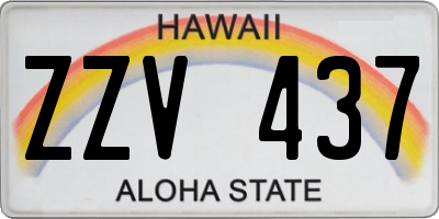 HI license plate ZZV437