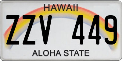 HI license plate ZZV449