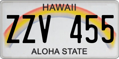 HI license plate ZZV455