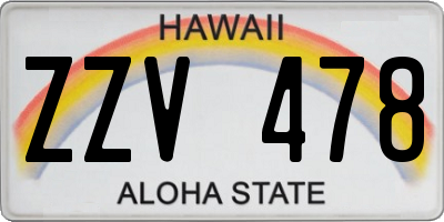 HI license plate ZZV478