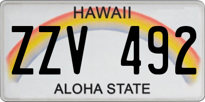 HI license plate ZZV492