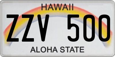 HI license plate ZZV500