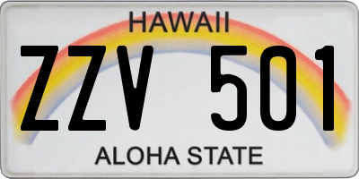 HI license plate ZZV501