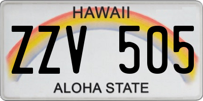 HI license plate ZZV505