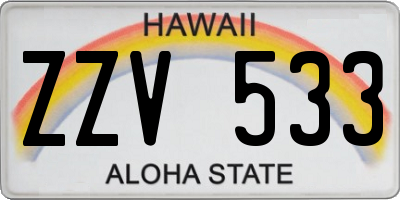 HI license plate ZZV533