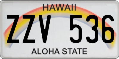 HI license plate ZZV536