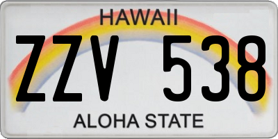 HI license plate ZZV538