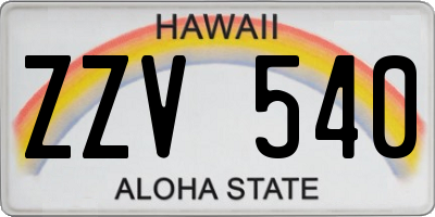 HI license plate ZZV540