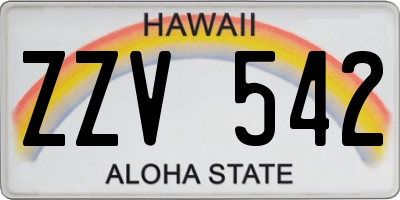 HI license plate ZZV542