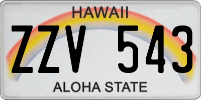 HI license plate ZZV543