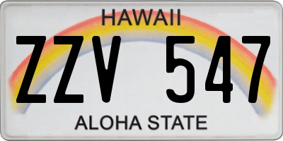 HI license plate ZZV547