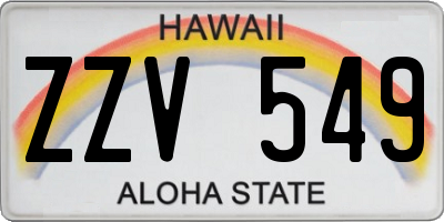 HI license plate ZZV549