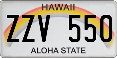 HI license plate ZZV550