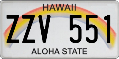 HI license plate ZZV551