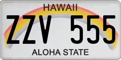 HI license plate ZZV555