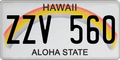 HI license plate ZZV560