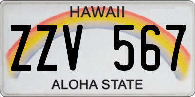 HI license plate ZZV567