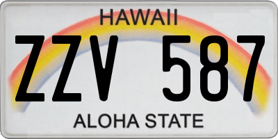 HI license plate ZZV587