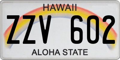 HI license plate ZZV602