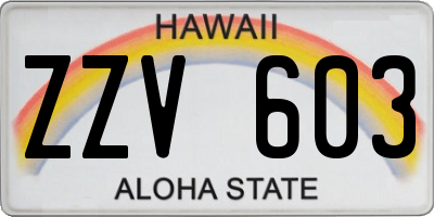 HI license plate ZZV603