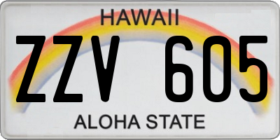 HI license plate ZZV605