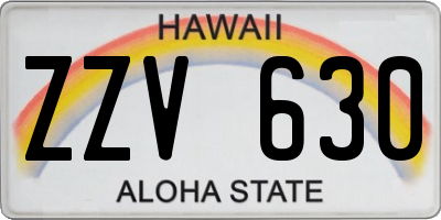 HI license plate ZZV630