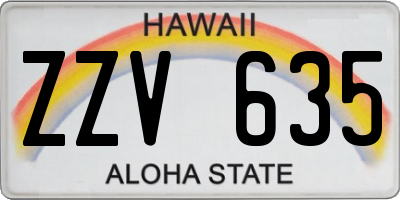 HI license plate ZZV635