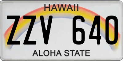 HI license plate ZZV640