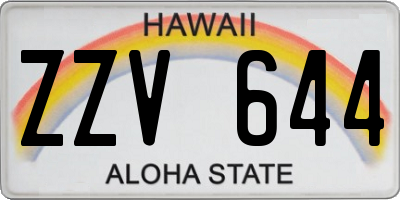 HI license plate ZZV644