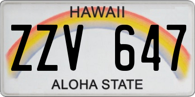 HI license plate ZZV647