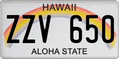 HI license plate ZZV650