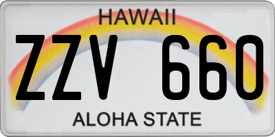 HI license plate ZZV660