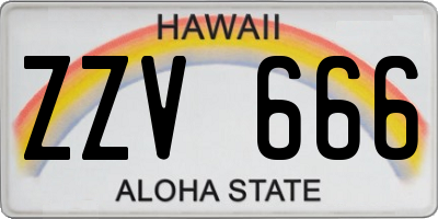 HI license plate ZZV666