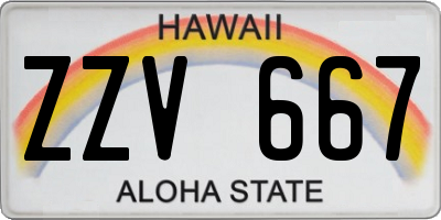 HI license plate ZZV667