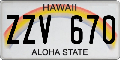 HI license plate ZZV670