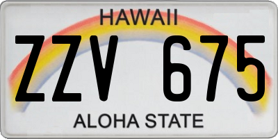 HI license plate ZZV675