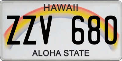 HI license plate ZZV680