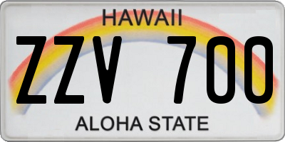 HI license plate ZZV700