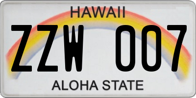 HI license plate ZZW007