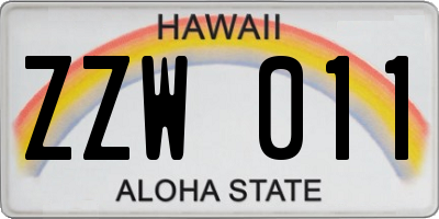 HI license plate ZZW011