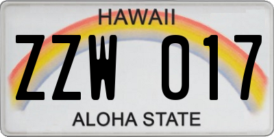 HI license plate ZZW017