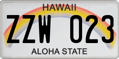 HI license plate ZZW023