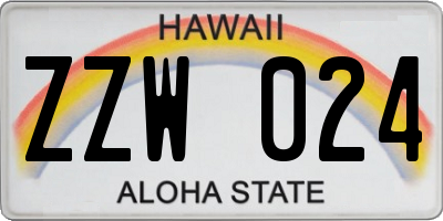 HI license plate ZZW024