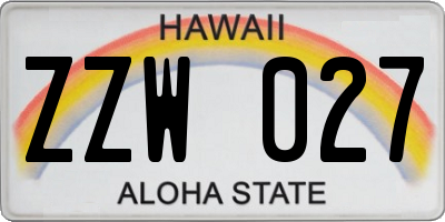 HI license plate ZZW027