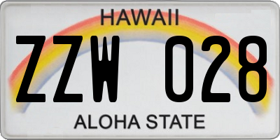 HI license plate ZZW028