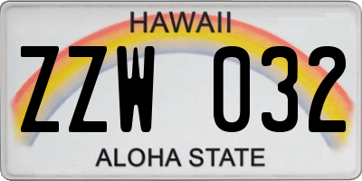 HI license plate ZZW032