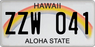 HI license plate ZZW041